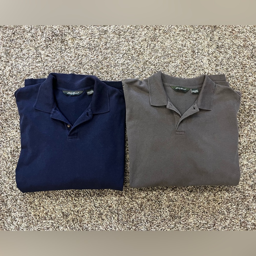 2 Vintage Eddie Bauer Ling Sleeve Polo XXL